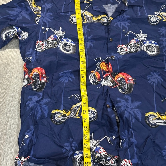 Pacific Legend Mens Size XXL (2XL) Hawaiian Chopper Motorcycle Shirt Dark Blue - Picture 6 of 6